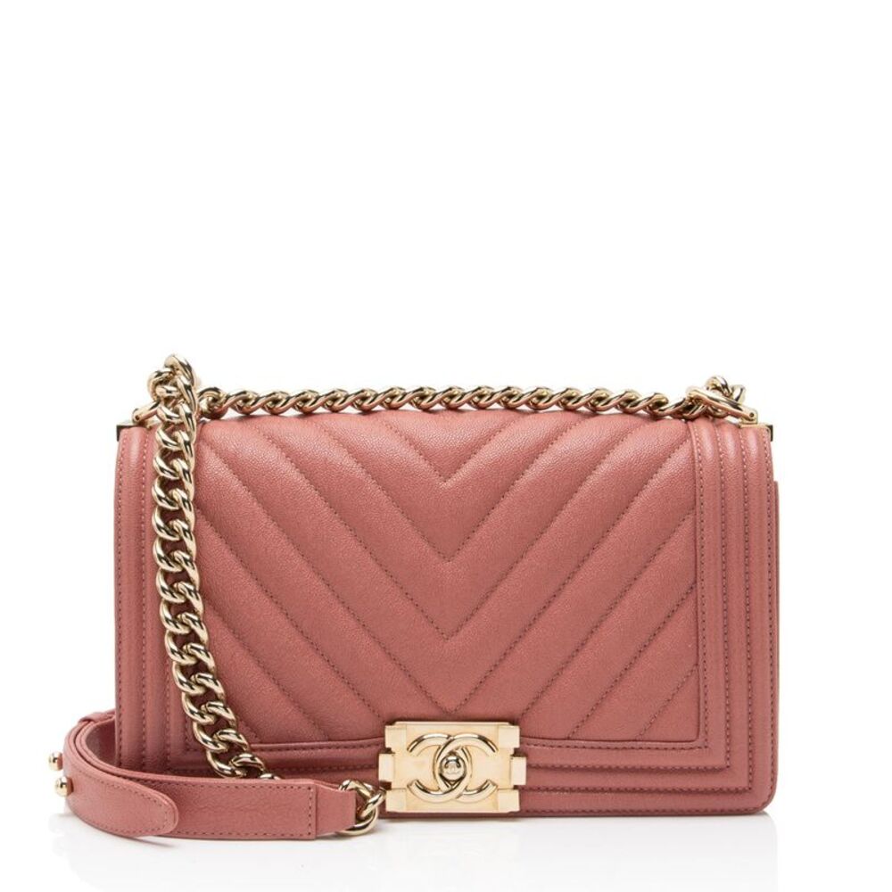 Chanel Chevron Caviar Leather Old Medium Boy Bag